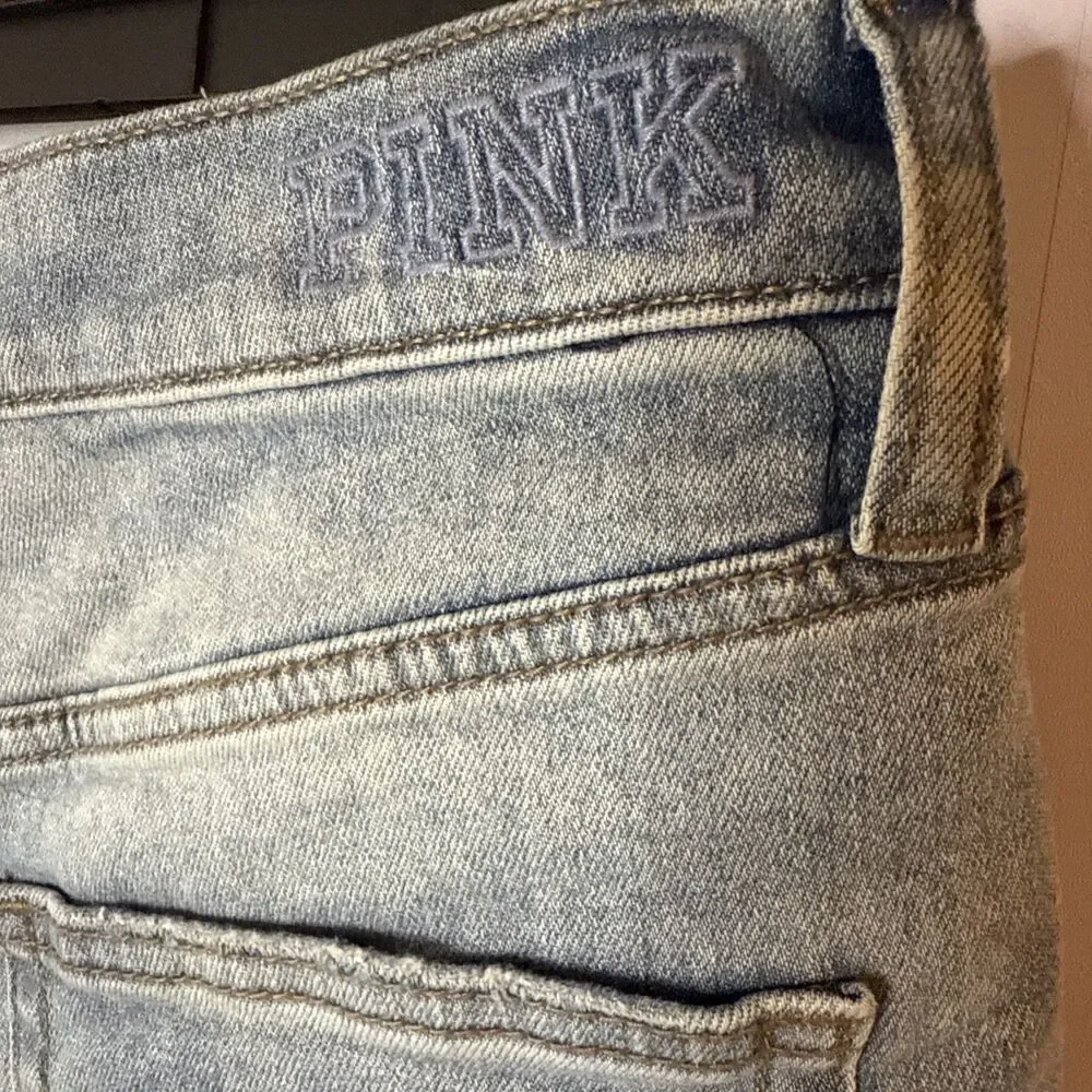 Pink Victoria Secret High‎ Waisted Cut off Shorts Womens 10 Blue Denim Frayed